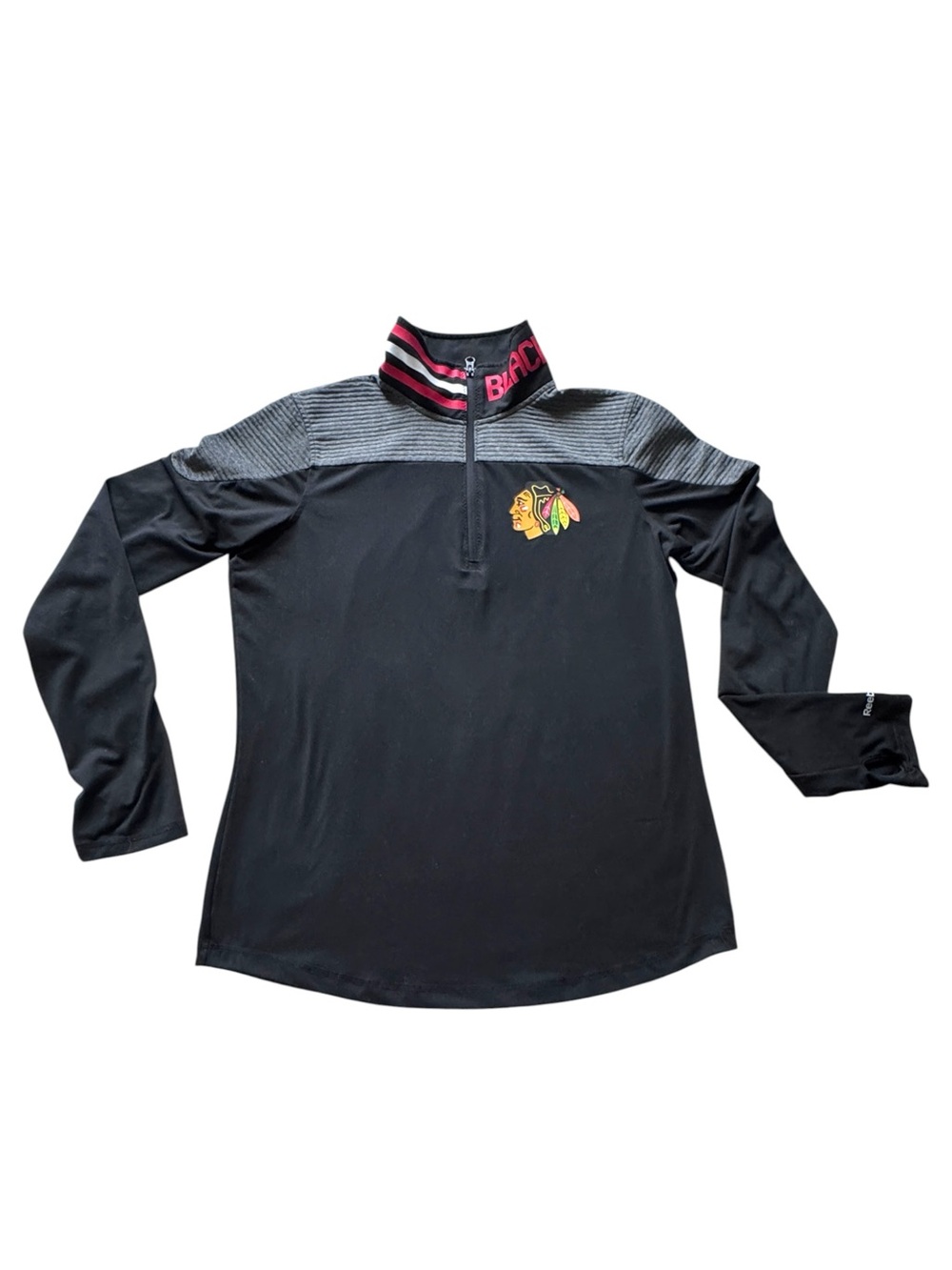 Reebok Chicago Blackhawks NHL 1/4 Zip Pullover Black Women’s XL
